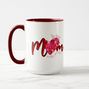 The Best Mum Pink Red Roses Heart Script Mug