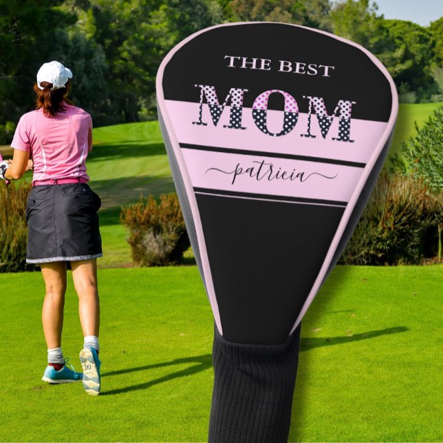 The Best Mum Stylish Black Pink Lettering Golf Head Cover (Creator Uploaded)