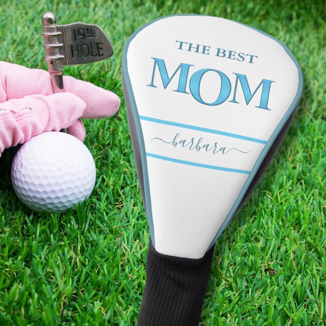 The Best Mum Stylish Blue Metallic Lettering Golf Head Cover (Creator Uploaded)