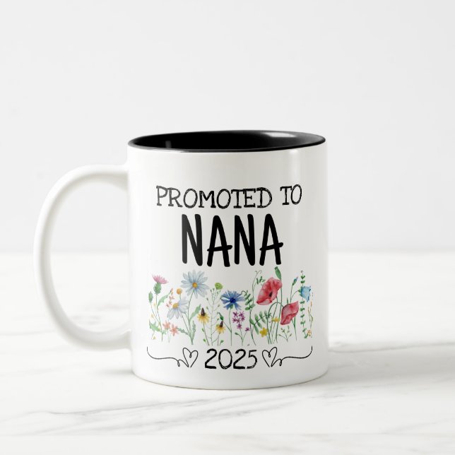 The Best Nana Get Promoted Est 2025 Two-Tone Co Coffee Mug (Left)