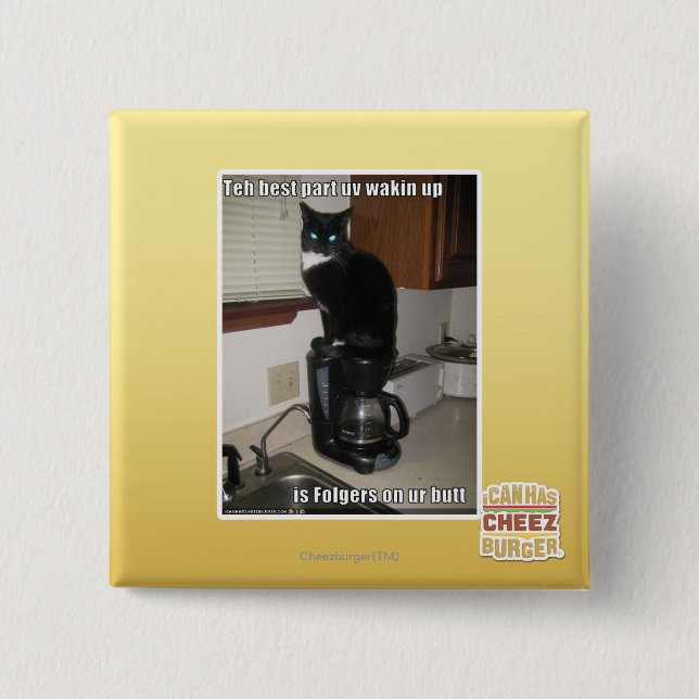 the best part uv wakin up 15 cm square badge (Front)