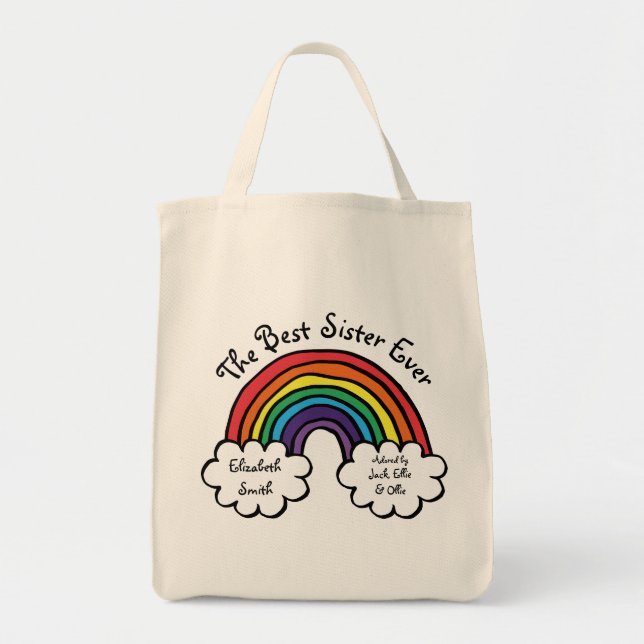 The Best Sister Ever Rainbow Tote Bag (Front)