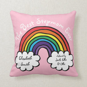 The Best Stepmom, Ever Colourful Rainbow Pink Cushion