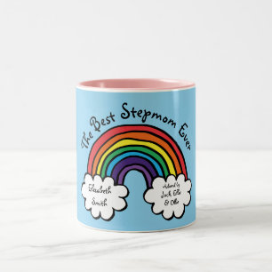 The Best Stepmom, Stepmother Ever Rainbow Blue Two-Tone Coffee Mug
