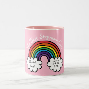 The Best Stepmom, Stepmother Ever Rainbow Pink Two-Tone Coffee Mug