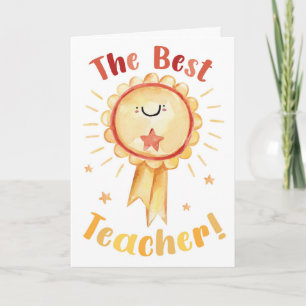 The Best Teacher – Cute Watercolour Award Rosette Card