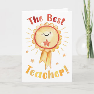 The Best Teacher – Cute Watercolour Award Rosette Card