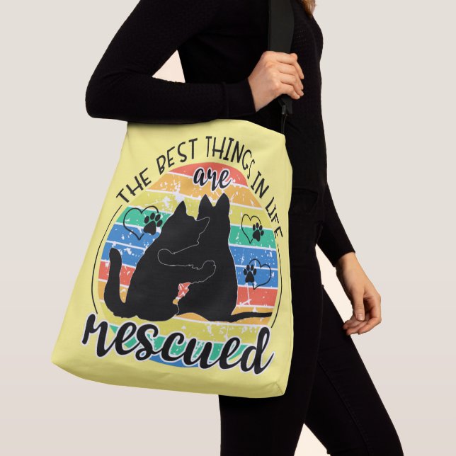 The Best Things In Life Are Rescued Dog Cat  Crossbody Bag (Close Up)