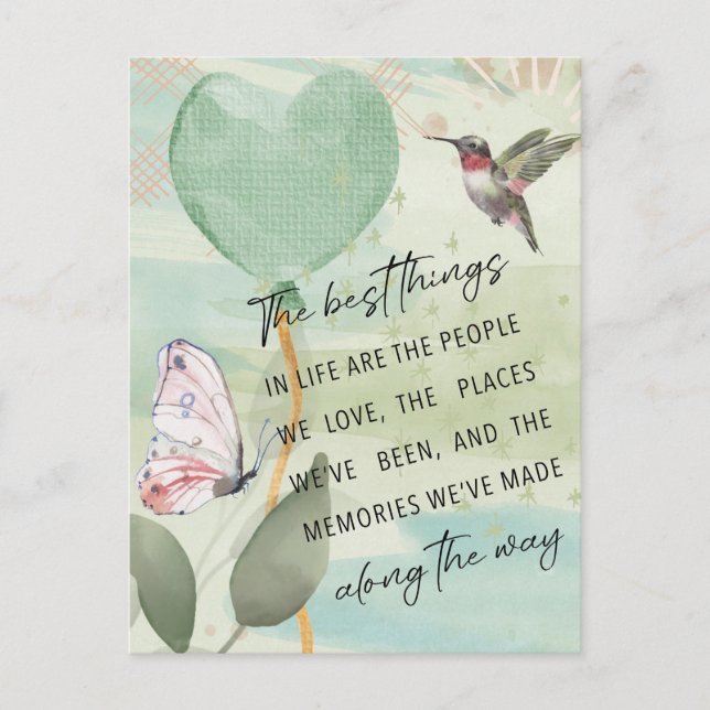 The Best Things in Life Quote Watercolor Art Postcard (Front)