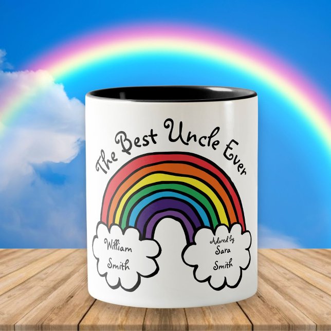 The Best Uncle Ever Rainbow Two-Tone Coffee Mug (The Best Uncle Ever Rainbow Two-Tone Coffee Mug)