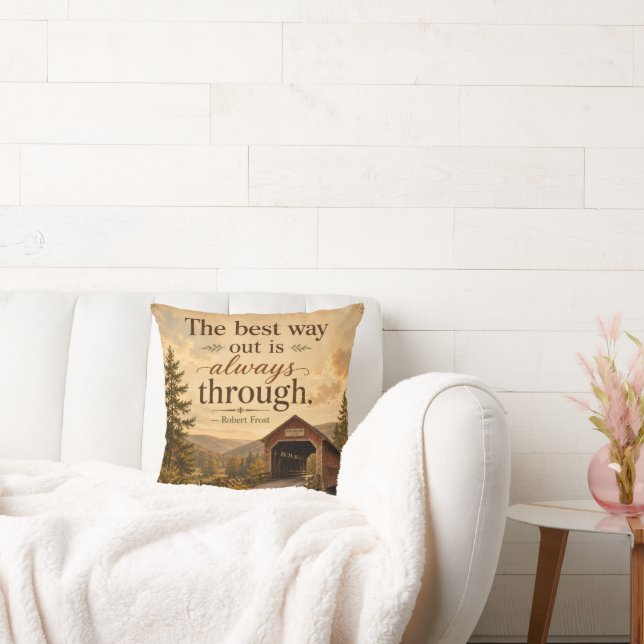The Best Way Through Rustic Covered Bridge Cushion (Couch)