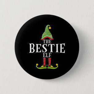 The Bestie Elf Funny Matching Pajama Xmas 6 Cm Round Badge
