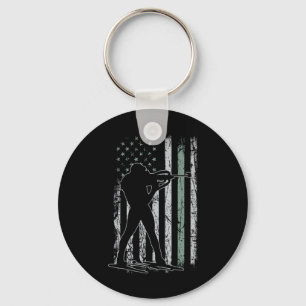 The Biathlon Usa Flag Retro Skis Men Biathlon Key Ring