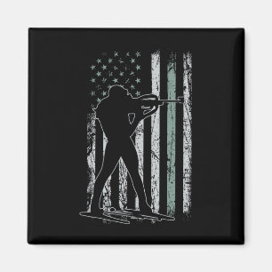 The Biathlon Usa Flag Retro Skis Men Biathlon Magnet
