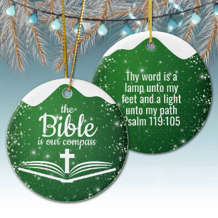 The Bible is our Compass Bible Verse Festive ⛪️🎄 Ceramic Ornament