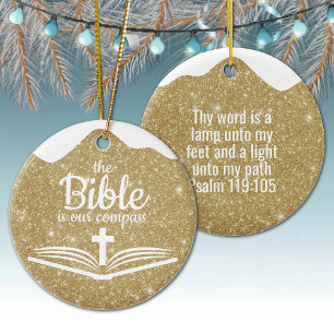 The Bible is our Compass Bible Verse Festive ⛪️🎄 Ceramic Ornament
