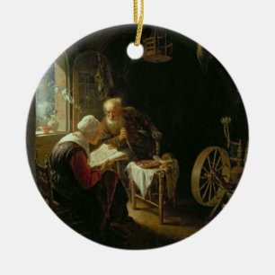 The Bible Lesson, or Anne and Tobias (oil on panel Ceramic Tree Decoration