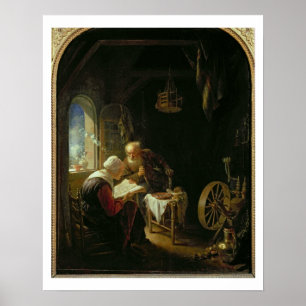 The Bible Lesson, or Anne and Tobias (oil on panel Poster