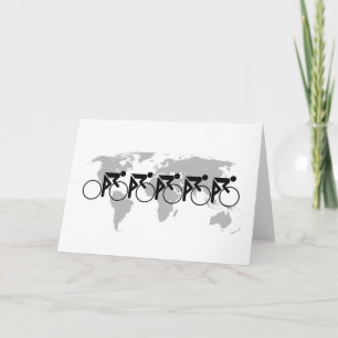 The Bicycle Race No 3 Black On White Holiday Card