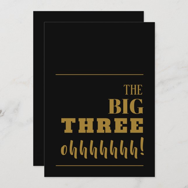 The BIG 30 Black Gold Birthday Invitation (Front/Back)