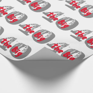 The big 40, Birthday, grey, red text on black. Wrapping Paper