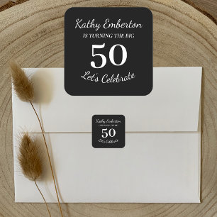 The Big 50 50th Birthday Black and White Square Sticker