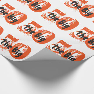 The big 50, Birthday, black, orange text on white. Wrapping Paper