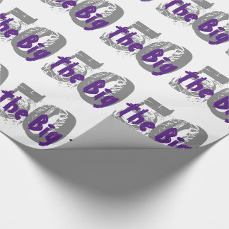 The big 50, Birthday, grey, purple text on black. Wrapping Paper