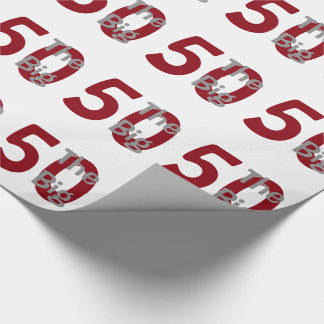 The big '50', Birthday, red, white text on white. Wrapping Paper