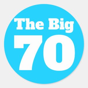The Big 70 Bright Blue Birthday Classic Round Sticker