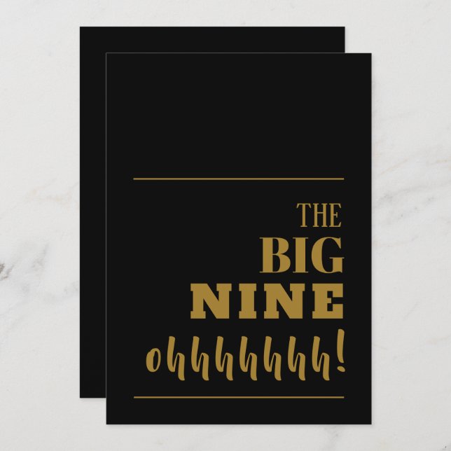 The BIG 90 Black Gold Birthday Invitation (Front/Back)
