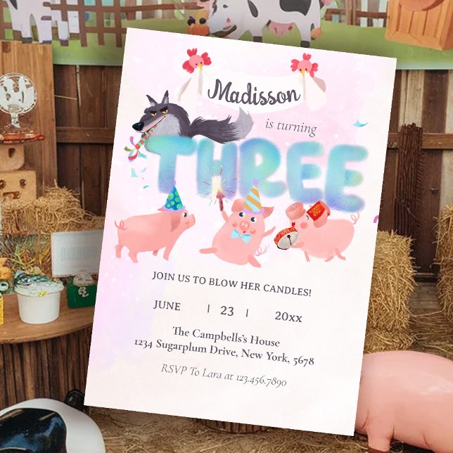 the big bad wolf and three little pigs invitation (Creator Uploaded)