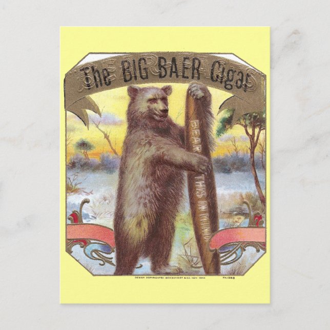 The Big Baer Cigar Label Postcard (Front)