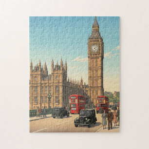The Big Ben Clock Tower Japanese Woodblock Print Jigsaw Puzzle