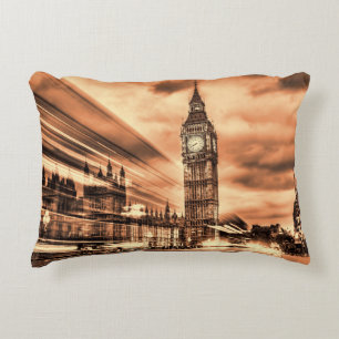 The Big Ben in retro style in London Decorative Cushion