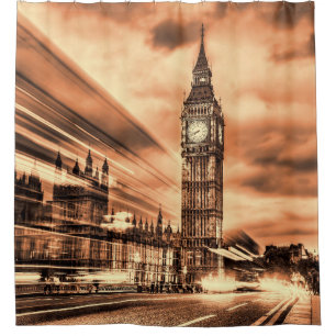 The Big Ben in retro style in London Shower Curtain