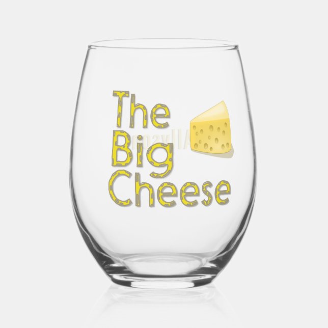 The Big Cheese Personalised Stemless Wine Glass (Front)