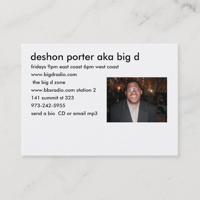the big d zone info card (Front)