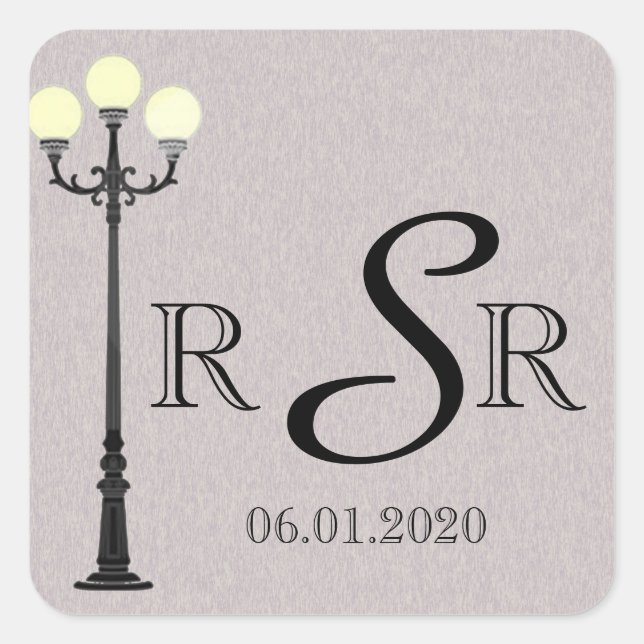 The Big Easy Wedding Monogram Square Sticker (Front)