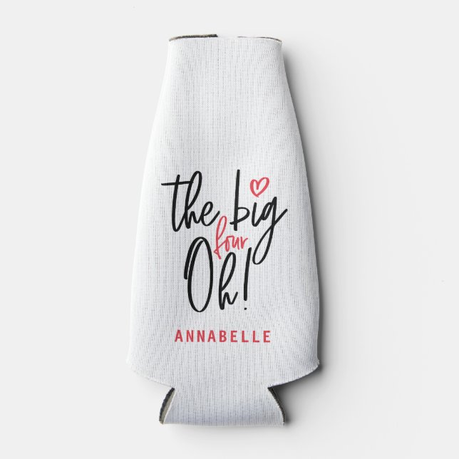 The big four oh! 40th birthday party favour gift  bottle cooler (Front)