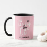 The big four oh! 40th birthday party favour gift c mug<br><div class="desc">The big four oh! 40th birthday party favour gift.Pink girly modern typography birthday gift design.</div>