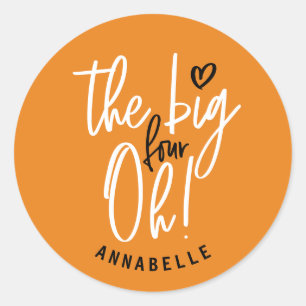 The big four oh! 40th birthday party favour gift classic round sticker