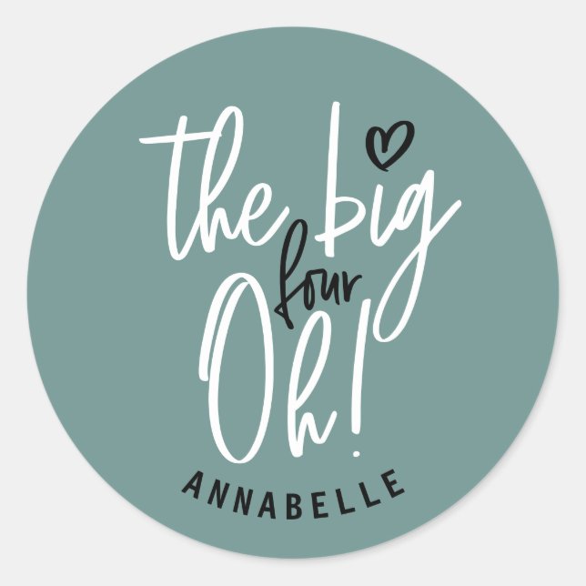 The big four oh! 40th birthday party favour gift classic round sticker (Front)