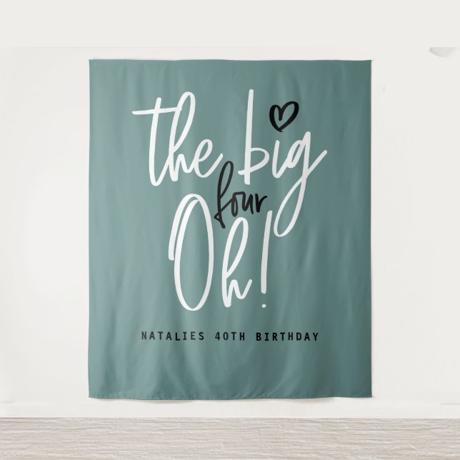 The big four oh! 40th birthday party teal girly tapestry (Front)