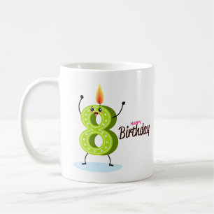 The Big Green Number 8 with Happy Birthday Coffee Mug