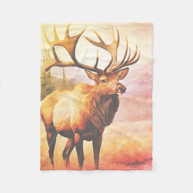 The big Old Bull Elk Fleece Blanket (Front)