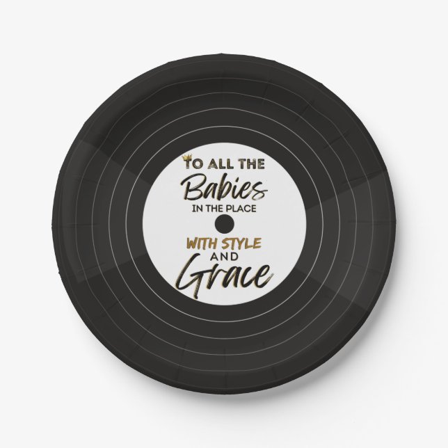 The Big One 90's Hip Hop 1st Birthday/Baby Shower  Paper Plate (Front)