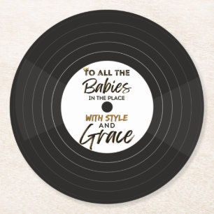 The Big One 90's Hip Hop 1st Birthday/Baby Shower  Round Paper Coaster