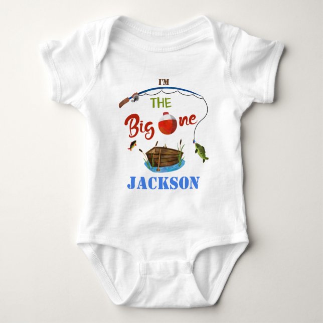 The Big ONE baby bodysuite Little fisherman boy Bodysuit (Front)