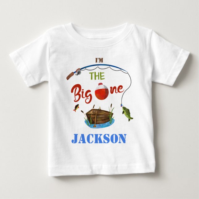 The big ONE baby t-shirt Boy O-fish-ally ONE shirt (Front)